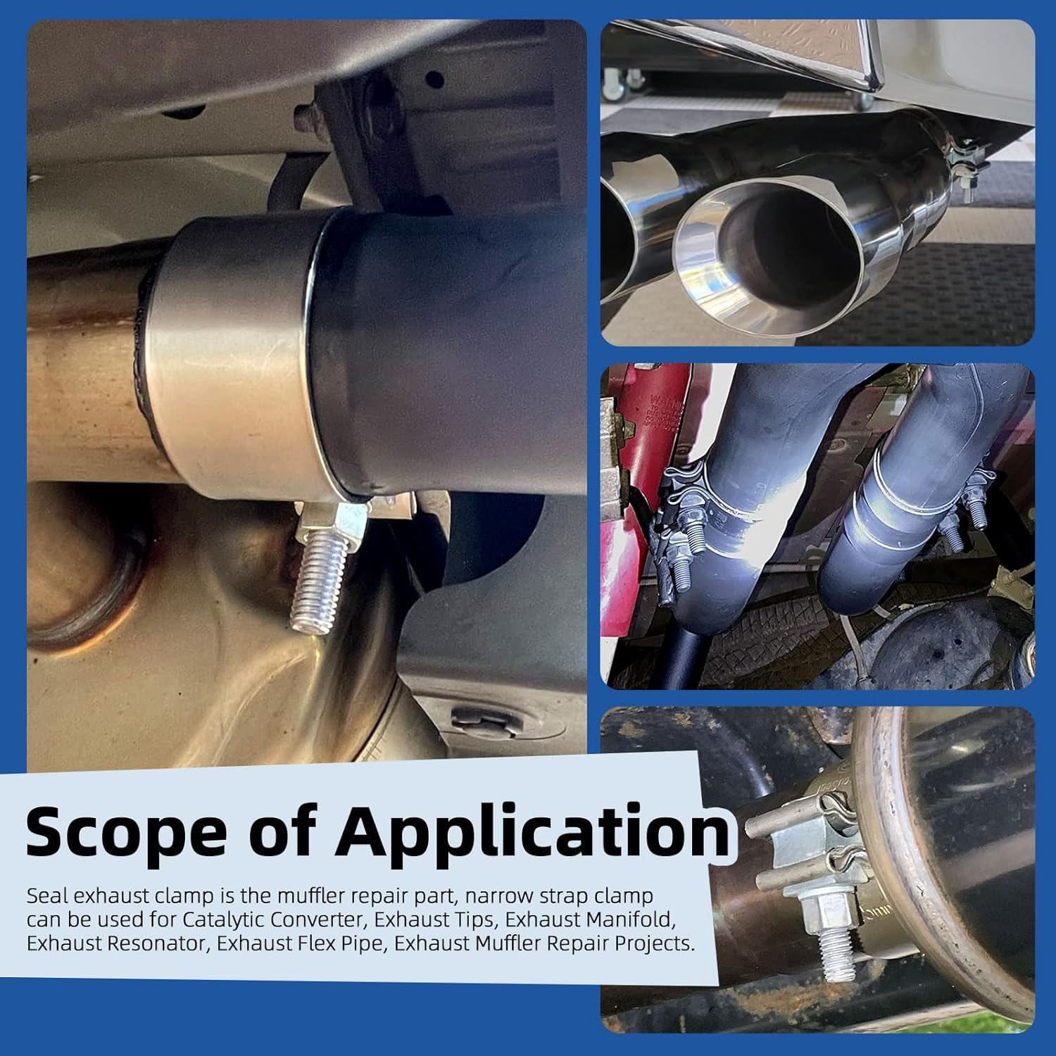 Glarks 1Pcs 76MM (3In) Exhaust Clamps 304 Stainless Steel Muffler Clamps Narrow Band for Exhaust Tail Pipe, Mufflers, Catalytic Converters image number 5