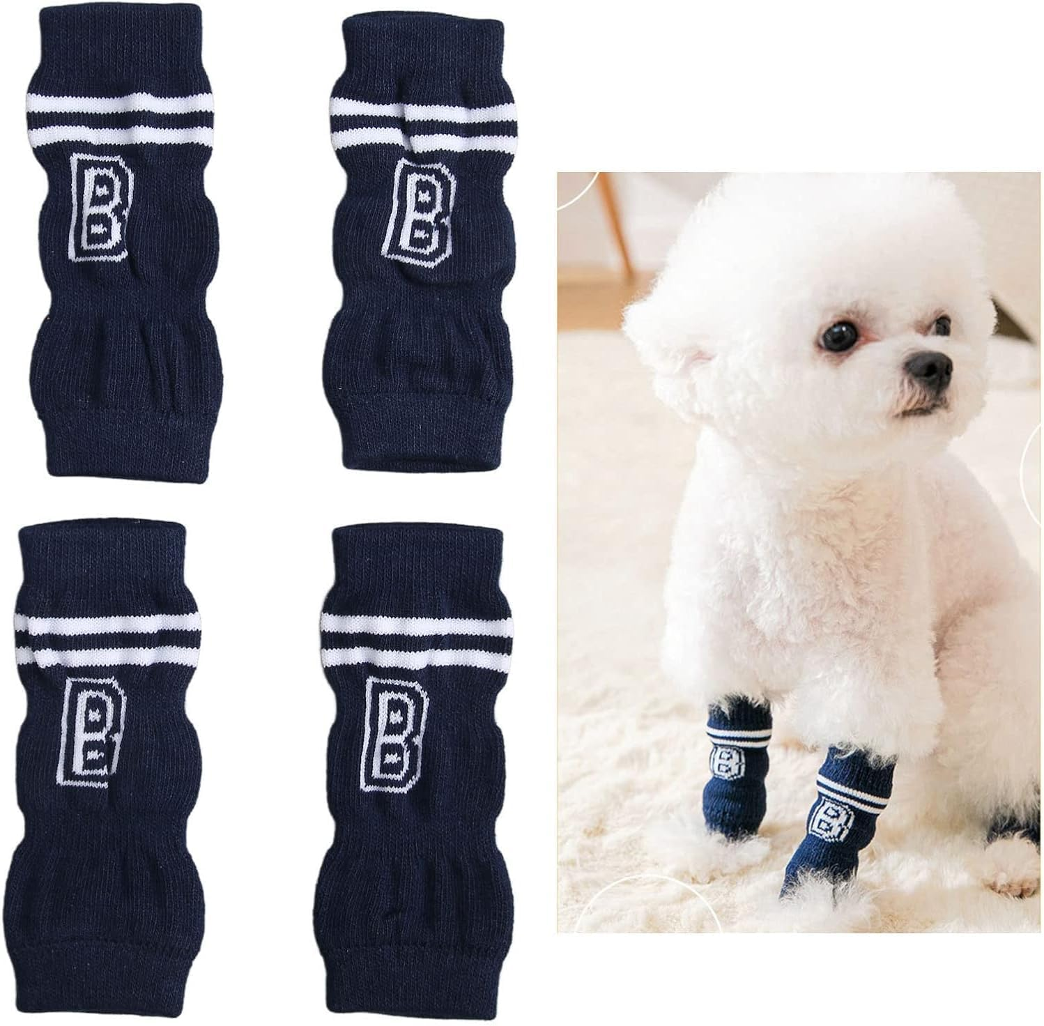 4Pcs Pet Dog Elbow Protector, Dog Elbow Sleeve Knitted Pet Leg Warmers Elastic Pet Leg Hock Protectors Warm Dog Hock Covers Pet Leg Sleeves (Black, 6.5 * 3.2Cm) image number 2