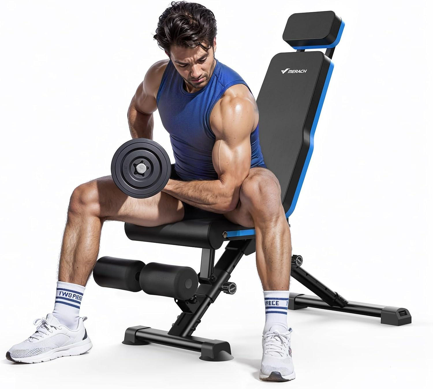 MERACH Adjustable Weight Bench Press,450Kg Fast Folding Multi Station Home Gym Equipment Workout Bench Incline,Extended Head Support for Full Body Exercise&Fitness Equipment Strength Training