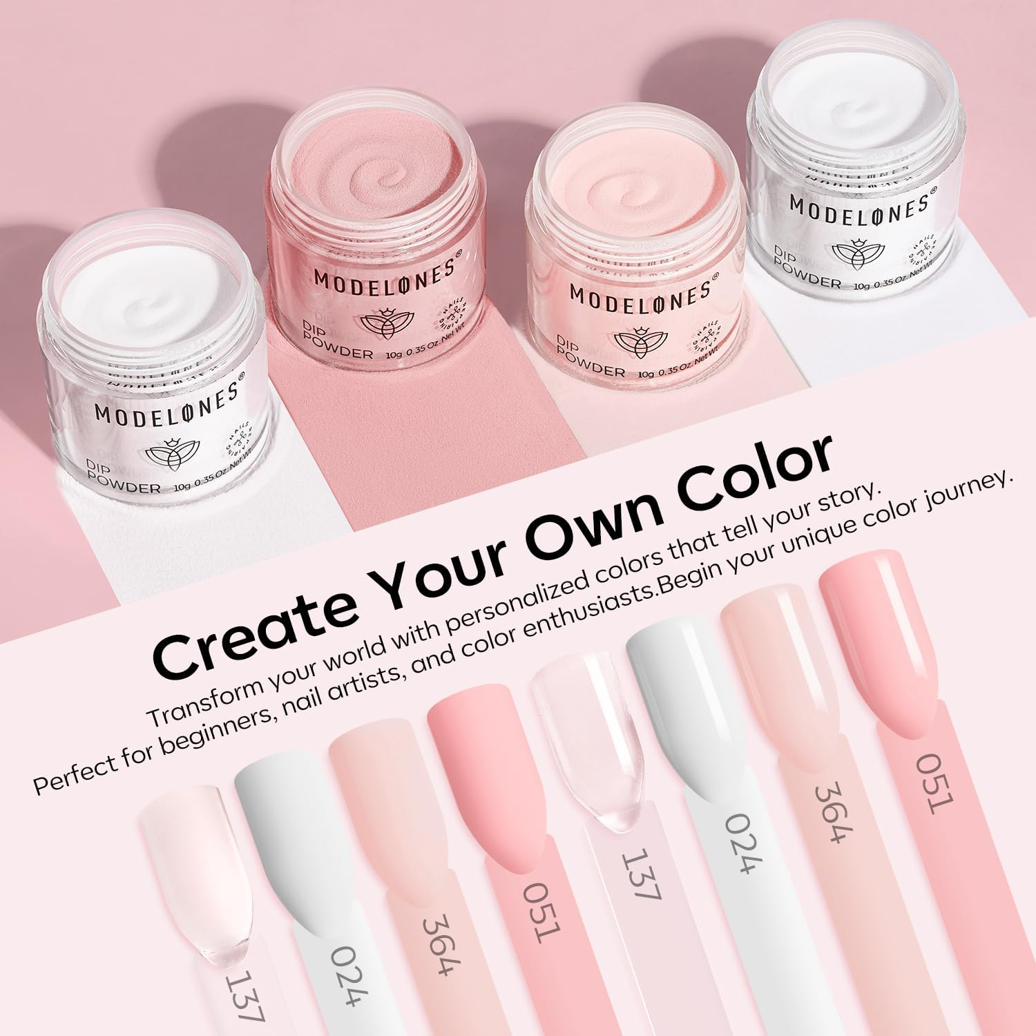 Modelones Dip Powder Nail Kit Starter, 4 Colors Nude White Pink Dipping Powder Repair Liquid Set with Recycling Tray for French Nail Art Salon DIY at Home Manicure - White image number 4