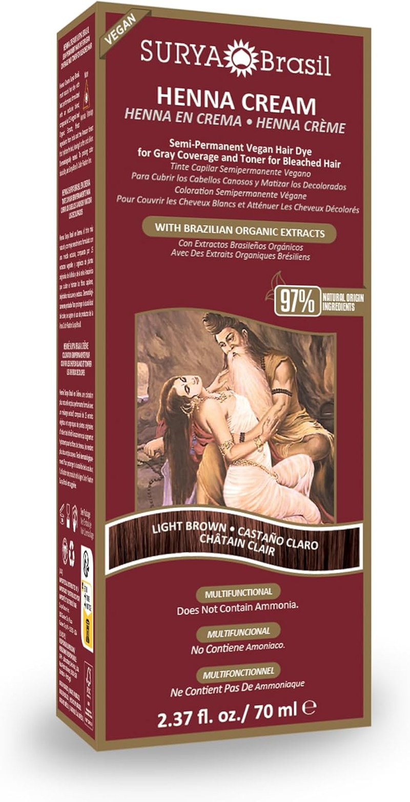 Surya Brasil - Henna Cream Hair Coloring with Organic Extracts Light Brown - 2.31 Oz. image number 3