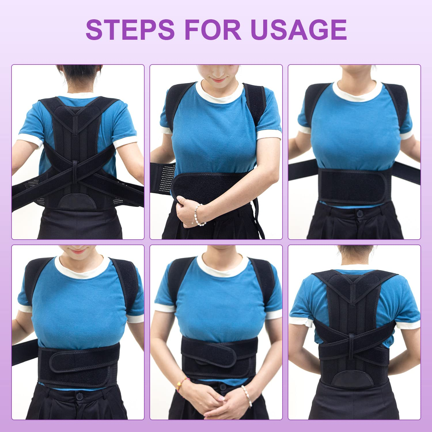 Back Brace Posture Belt, Back Straightener Posture Corrector Back Brace Shoulder Posture Brace, Adjustable Back Brace Strap Breathable Back Pain Relief(Xxl) image number 4