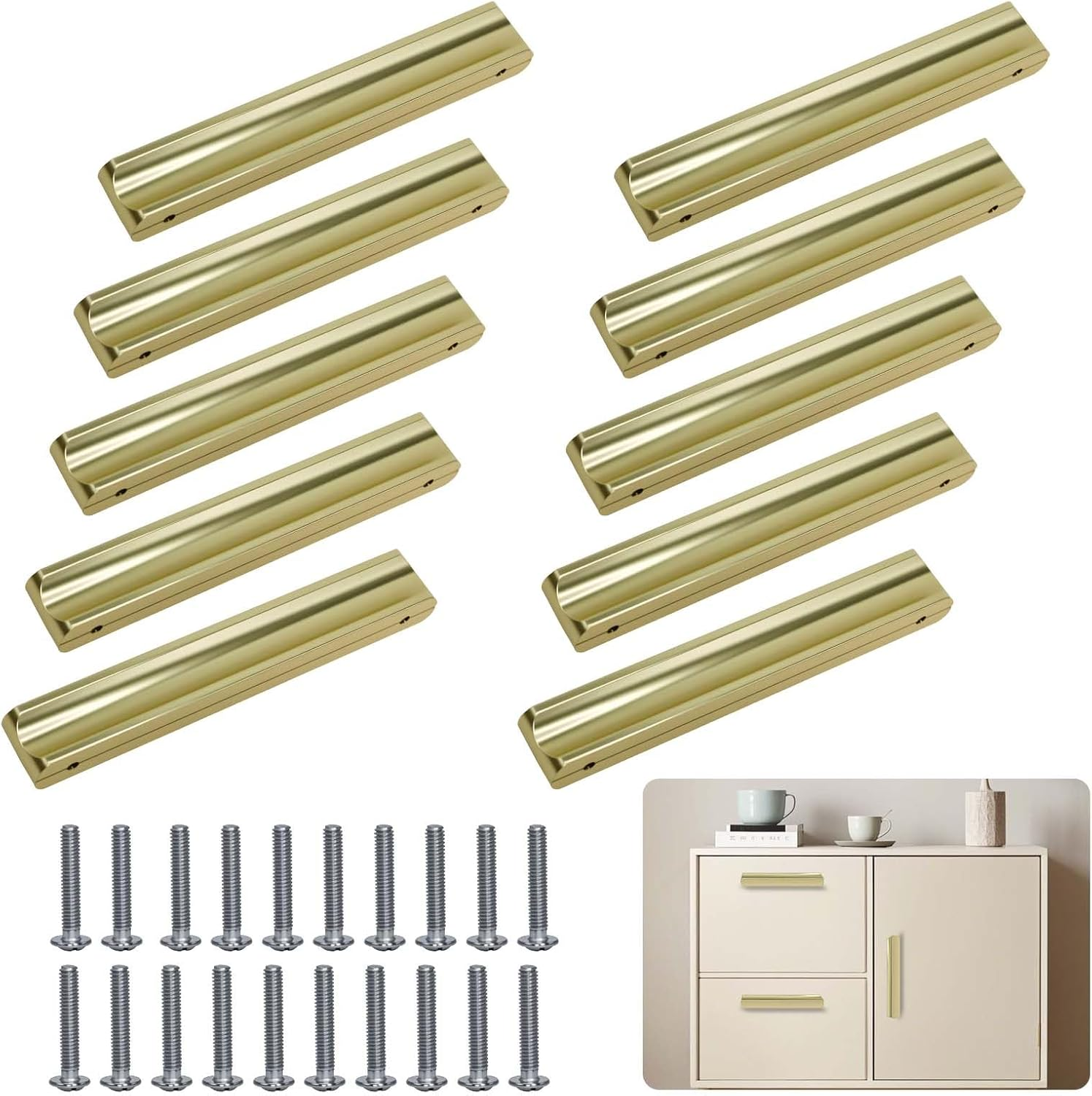 Fiabgum 10 Pcs Cabinet Handles Drawer Pulls Hardware Kitchen Handles Furniture Handle Furniture Decoration for Cabinets Cupboard Dresser Drawers Pulls - 3.8Inch Hole Center, Black