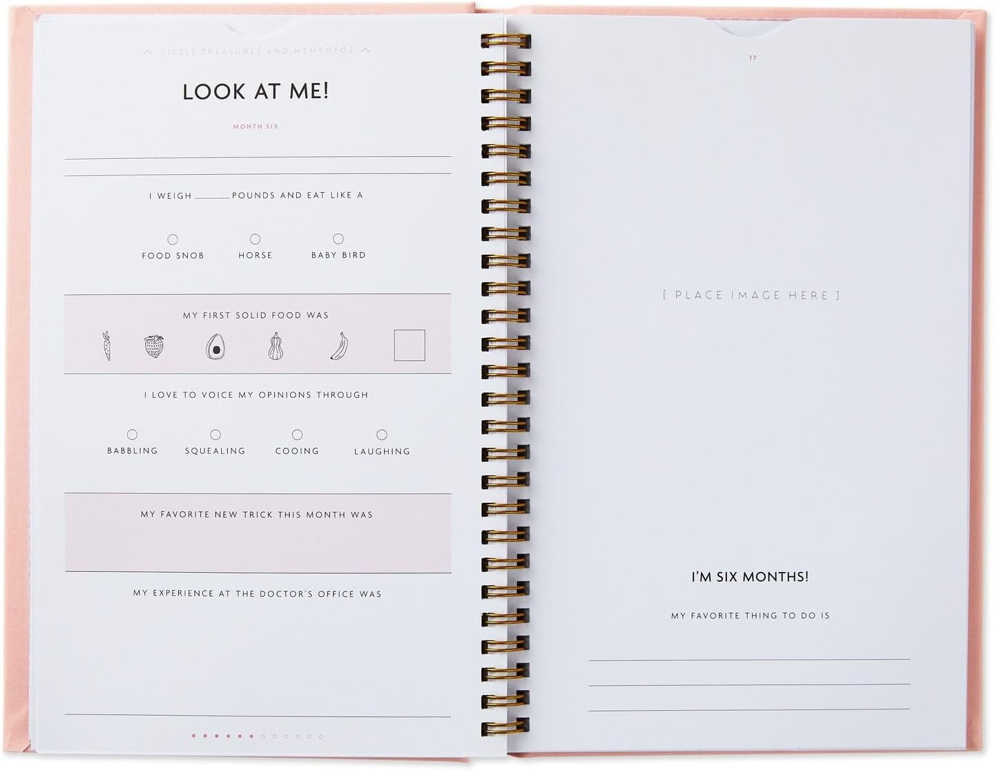 Hallmark &lsquo;My First Year&rsquo; Baby Book Album/Baby Photo Album - My First Year Baby Memory Album - Soft Pink Fabric Cover with Gold Foil Design image number 6