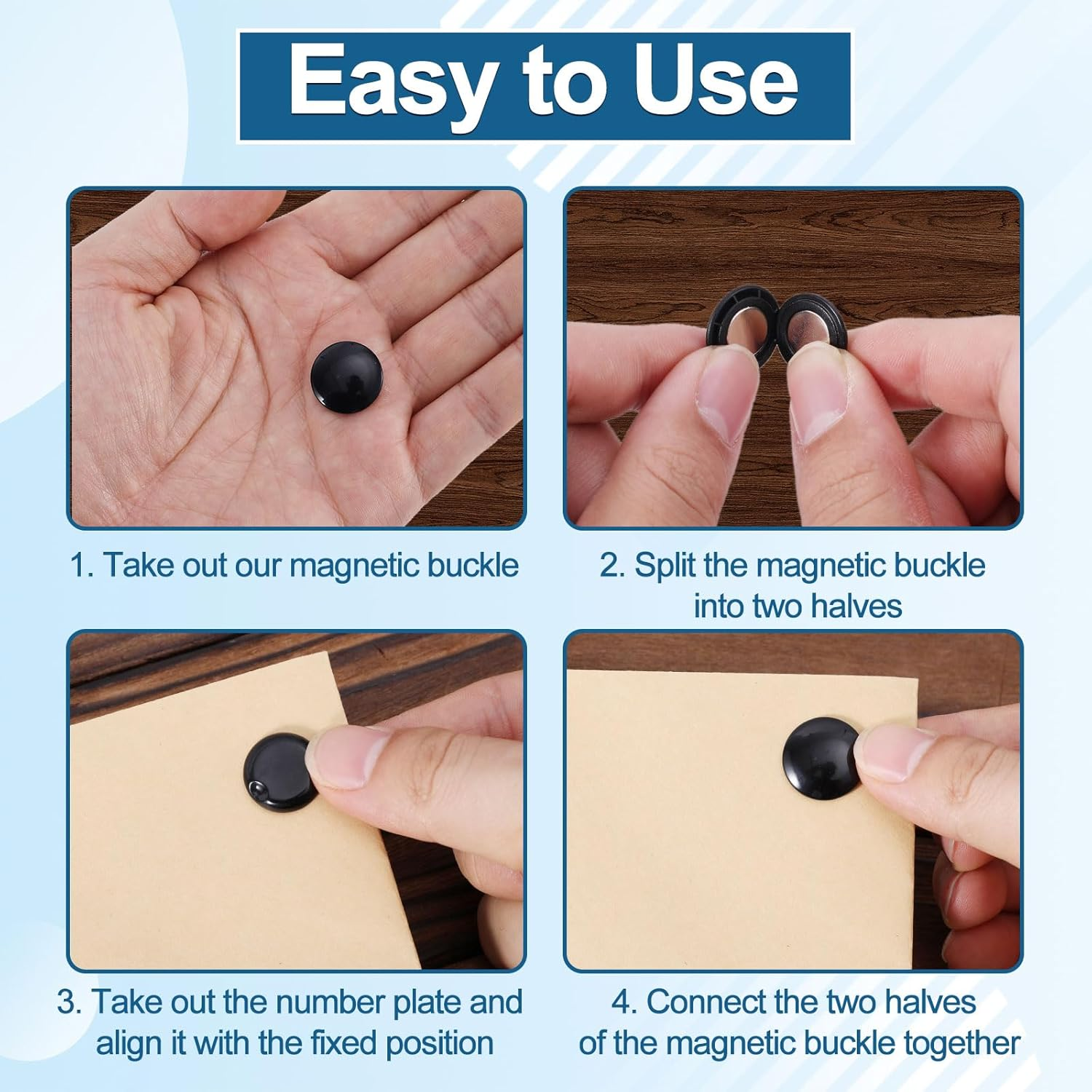 XIHIRCD 10 Pairs Magnetic Race Bib Clips, Marathon Race Number Holder Running Bib Buckles Fixing System Magnets Racing Bib Fixing Clips Running Gear for Field Triathlon Run Cycling (White, Black) image number 2