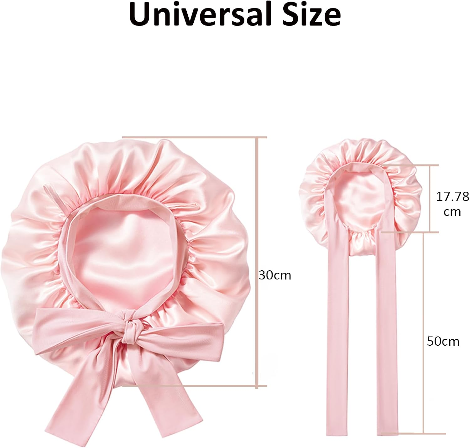 Areaphmet Silk Bonnet for Sleeping Women Adjustable Single Layer 100% Silk Hair Bonnet Reduce Friction Prevent Frizz for Natural Curly Hair-Pink image number 6