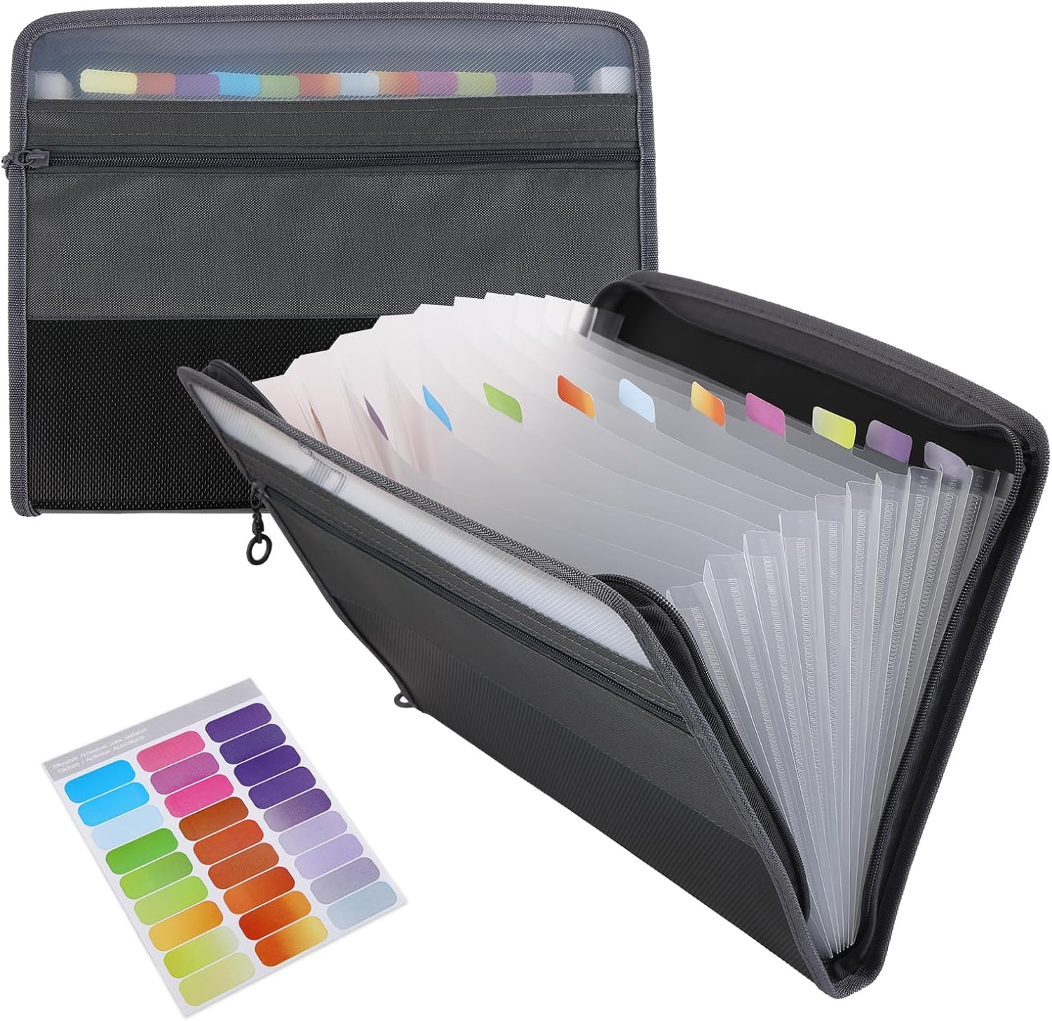 Expanding File Folder Featuring Adhesive Tags with 13 Pockets for Document Organiser, Large Capacity Accordion File Folder for A4-Sized Paper Organization Folder image number 3