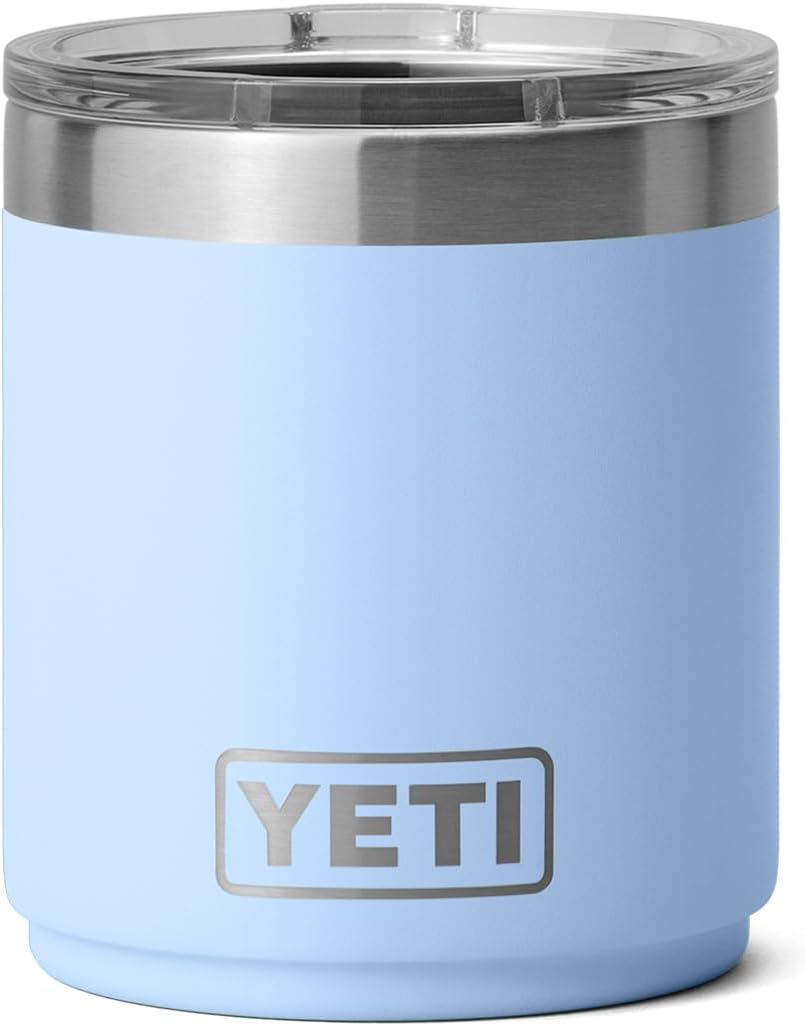 YETI Rambler 10 Oz Stackable Lowball 2.0, Vacuum Insulated, Stainless Steel with Magslider Lid, Big Sky Blue