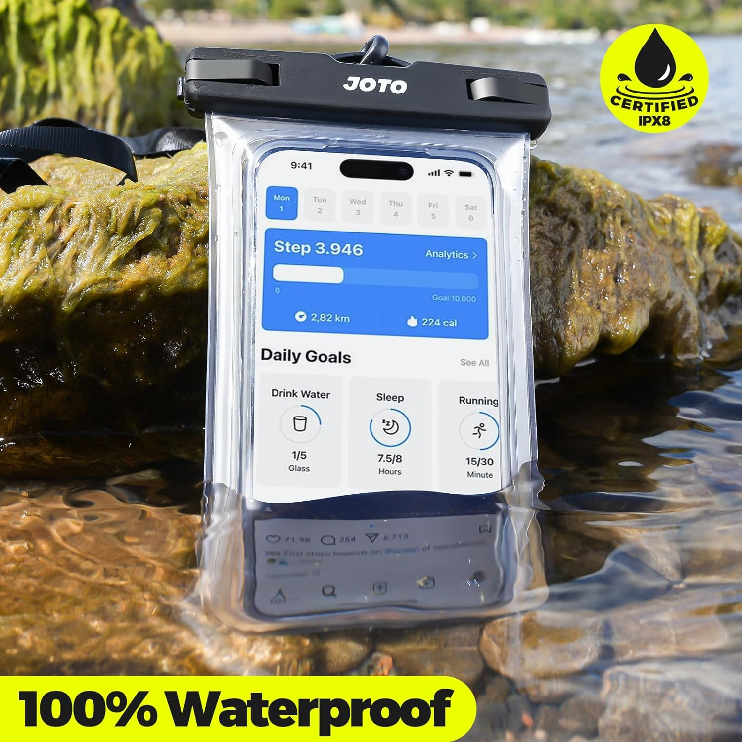 JOTO 2 Pack Waterproof Phone Pouch Case up to 7", IPX8 Underwater Phone Case Cellphone Dry Bag for Iphone 17 16 15 14 13 12 Pro Max Xs Max XR X 8 7 6S plus Se/Galaxy S24 S23 S22 S21 -Black/Clear - Black image number 4