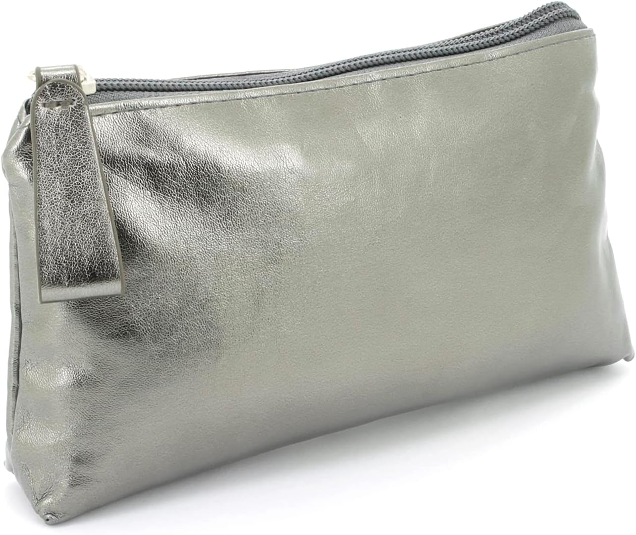 Women'S Faux Leather Toiletry Bag Metallic Finish with Zipper and Handle Cosmetic Bag for Travel - Golden Large image number 3