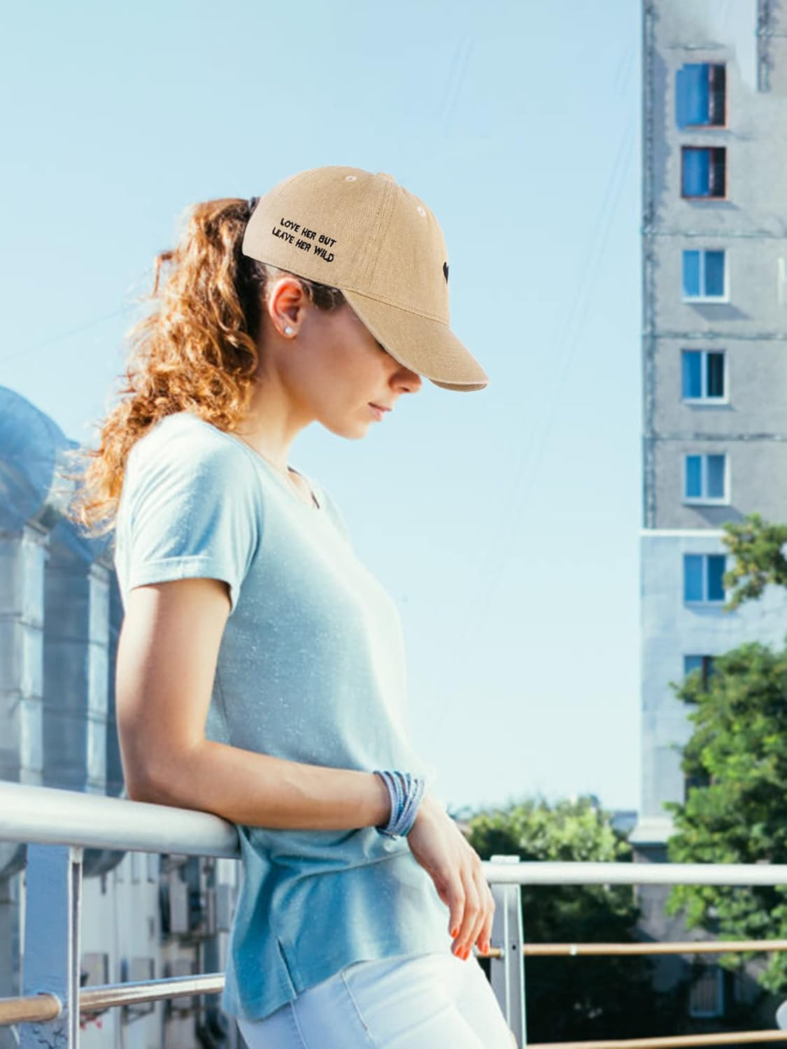 Hebenie Womens Baseball Cap - Cotton Washed Ladies Baseball Caps Classic Vintage Soft Adjustable Peak Caps for Women Girls Outdoor Sports Gift UK Love Heart Embroidered image number 2