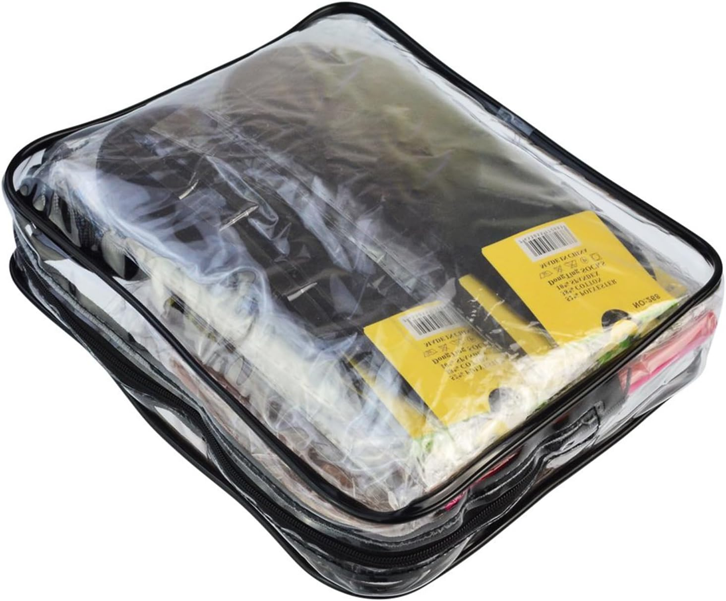 OJIOUI 5 Pack Clear Plastic Zippered Toiletry Bag, TSA Portable Cosmetic Makeup Bag for Vacation, Bathroom and Organizing（Black） image number 2