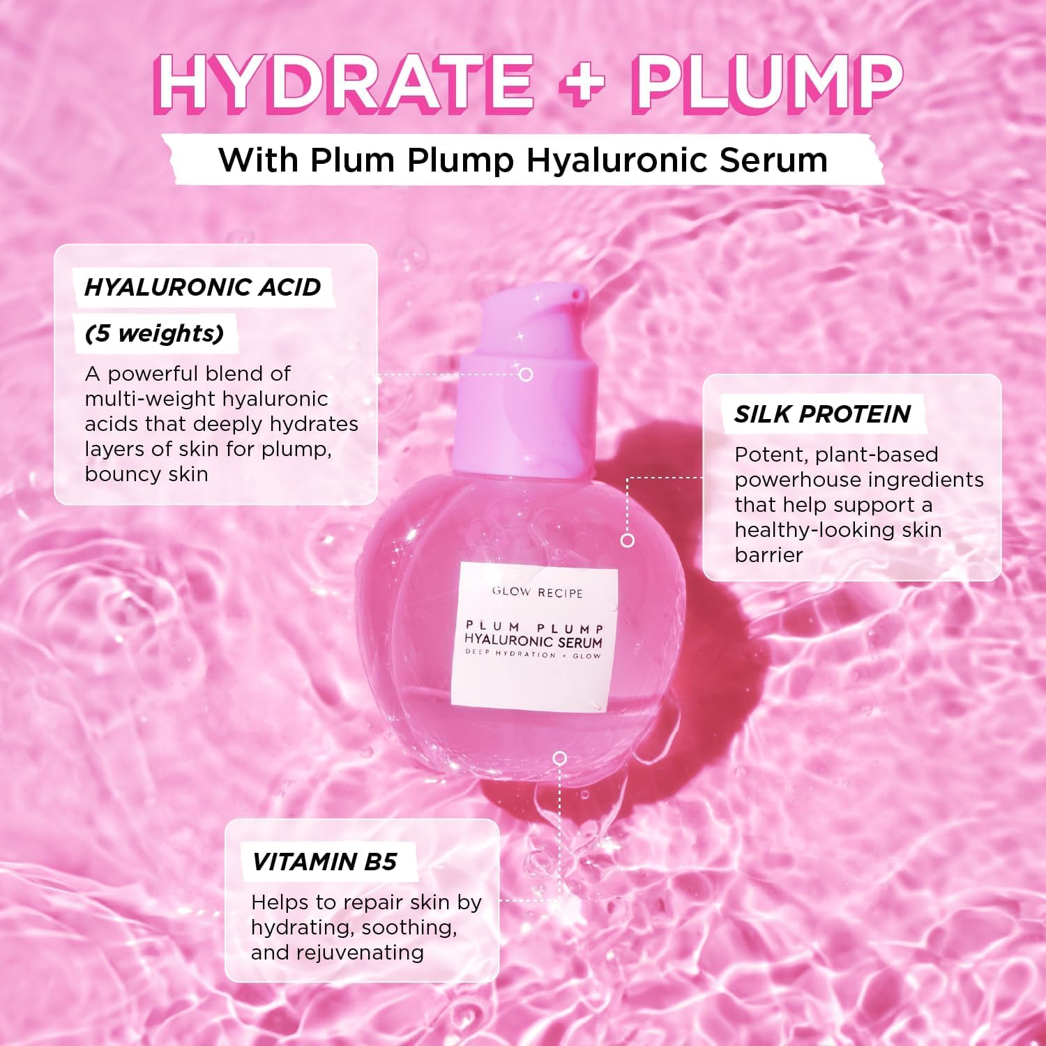 Glow Recipe Hydration Vacation Skincare Set - Plum Plump Hyaluronic Acid Moisturizer + Face Serum - Made with Antioxidant Plum & Vitamin B5 to Repair Skin Barrier and Improve Hydration (2 Count) image number 4