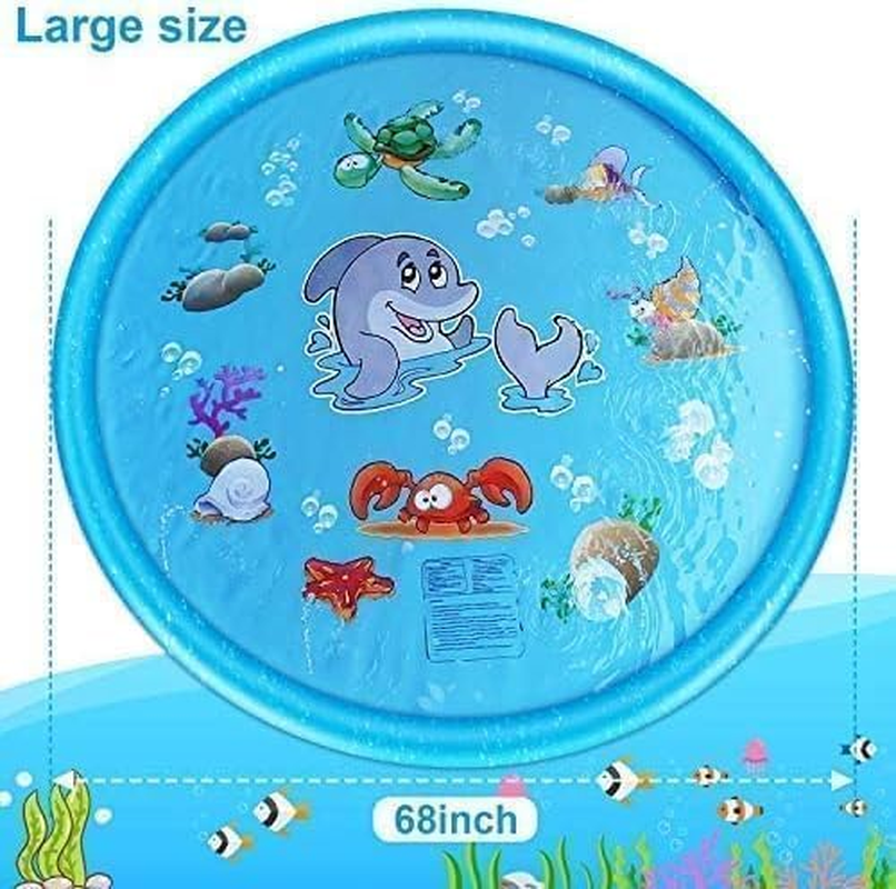 LALAASHHOP Splash Pad for Kids and Dogs, Non-Slip Sprinkler Pad Thicken Pool Summer Outdoor Water Toys, Backyard Fountain Play Mat for Baby Toddlers Boys Girls Pet(67Inch) image number 6