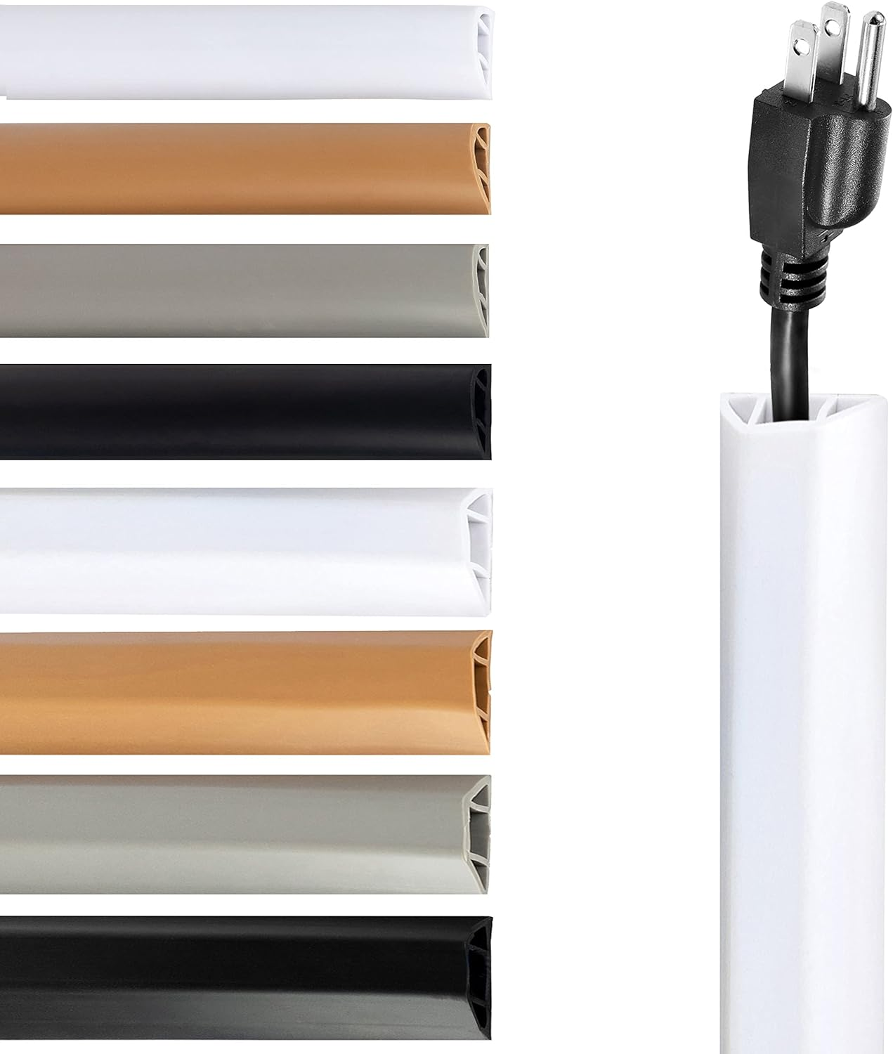 Rubber Bond TV Cord Hider Cable Protector - Strong Self Adhesive Wall Cord Cover Cable Hider - Low Profile Cable Management Wall Cord Concealer Cable Raceway - Brown - 1-2 Cord - 6 Feet