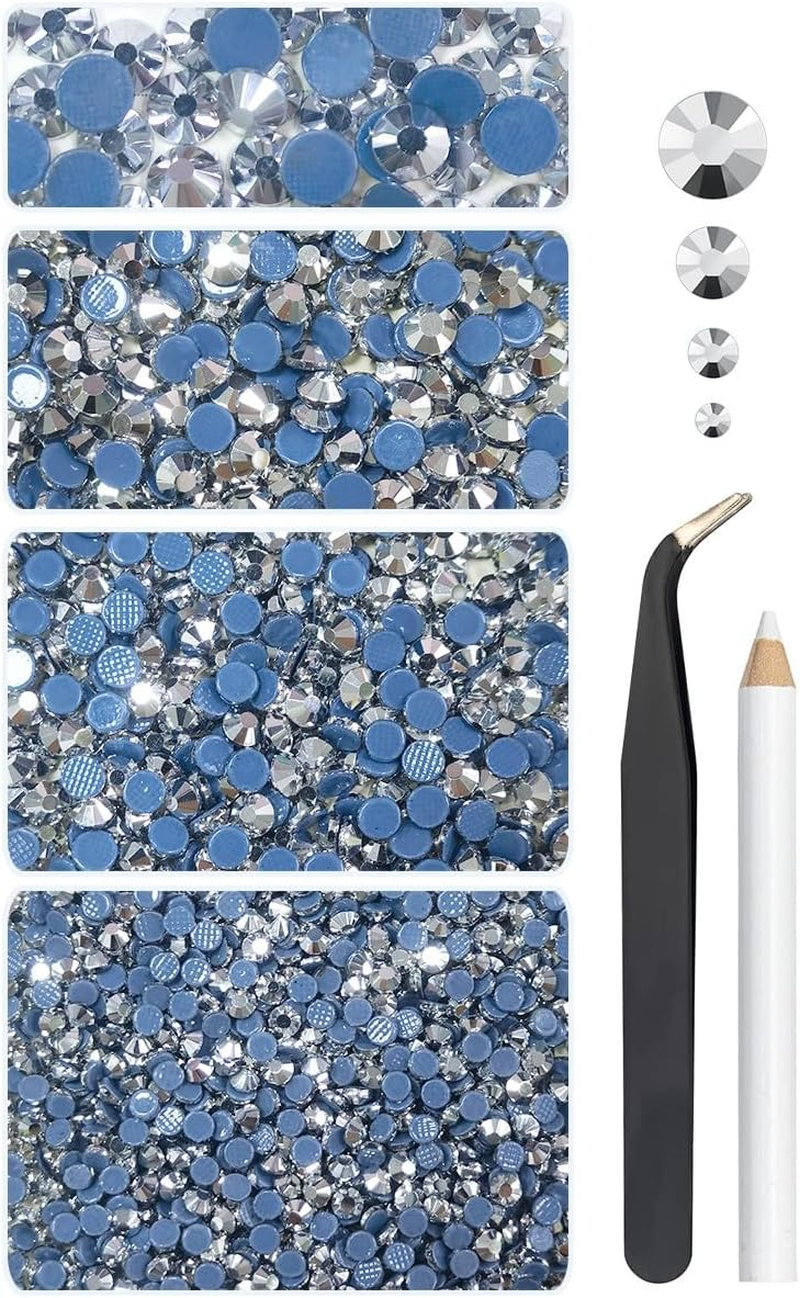 Qiipii Hotfix Rhinestones Flatback Golden Rhinestones for Crafts Clothes 4 Sizes SS10-SS30 Hot Fix K9 Glass round Champagne Gold Crystals Stones Gems W Pick Pen for Crafting Shoes Bag DIY Decoration image number 6