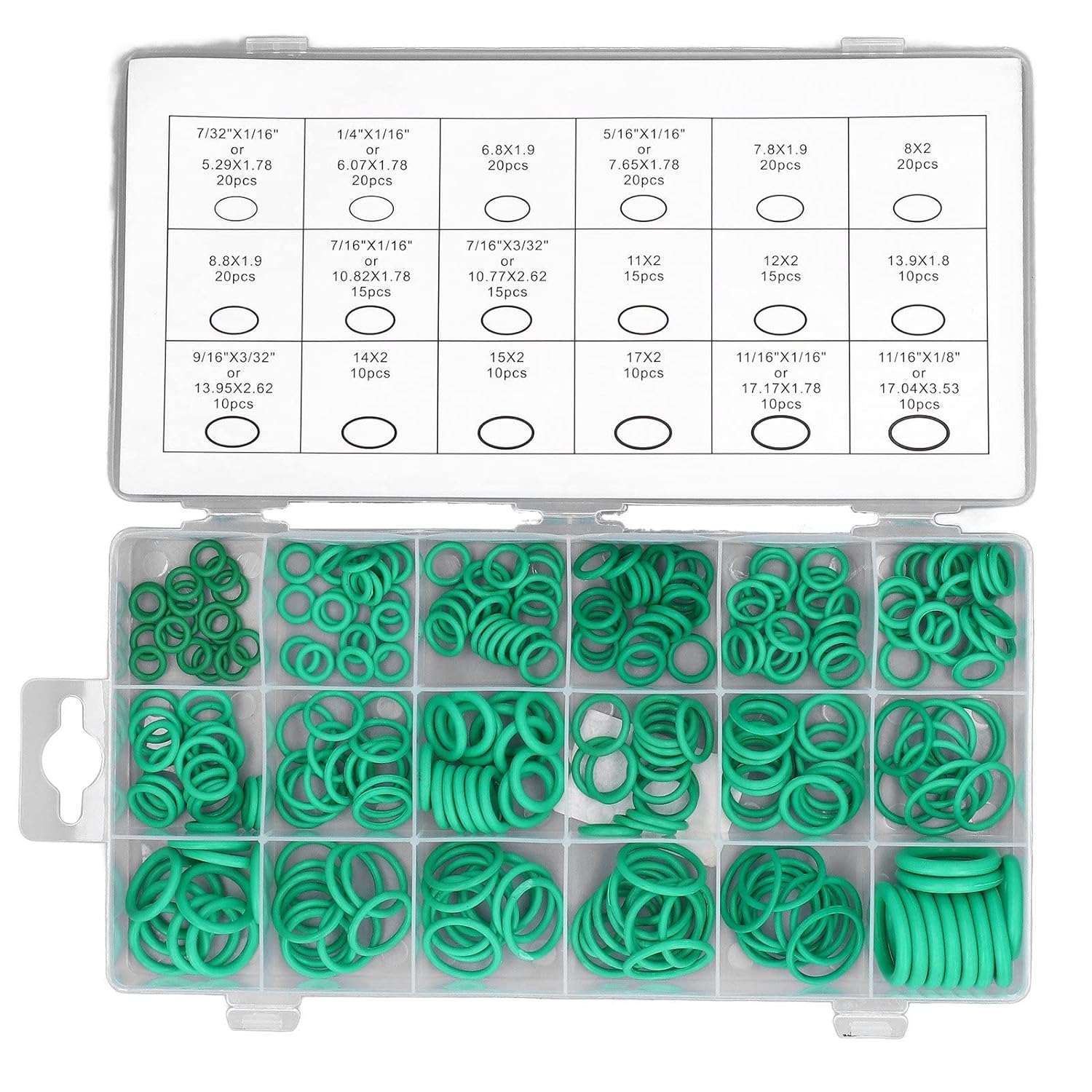 270Pcs Green O-Ring Kit, Rubber Sealing Rings Assortment Set for Automotive, Plumbing & Machinery, Seal Washers for Water/Gas/Air Connections image number 5