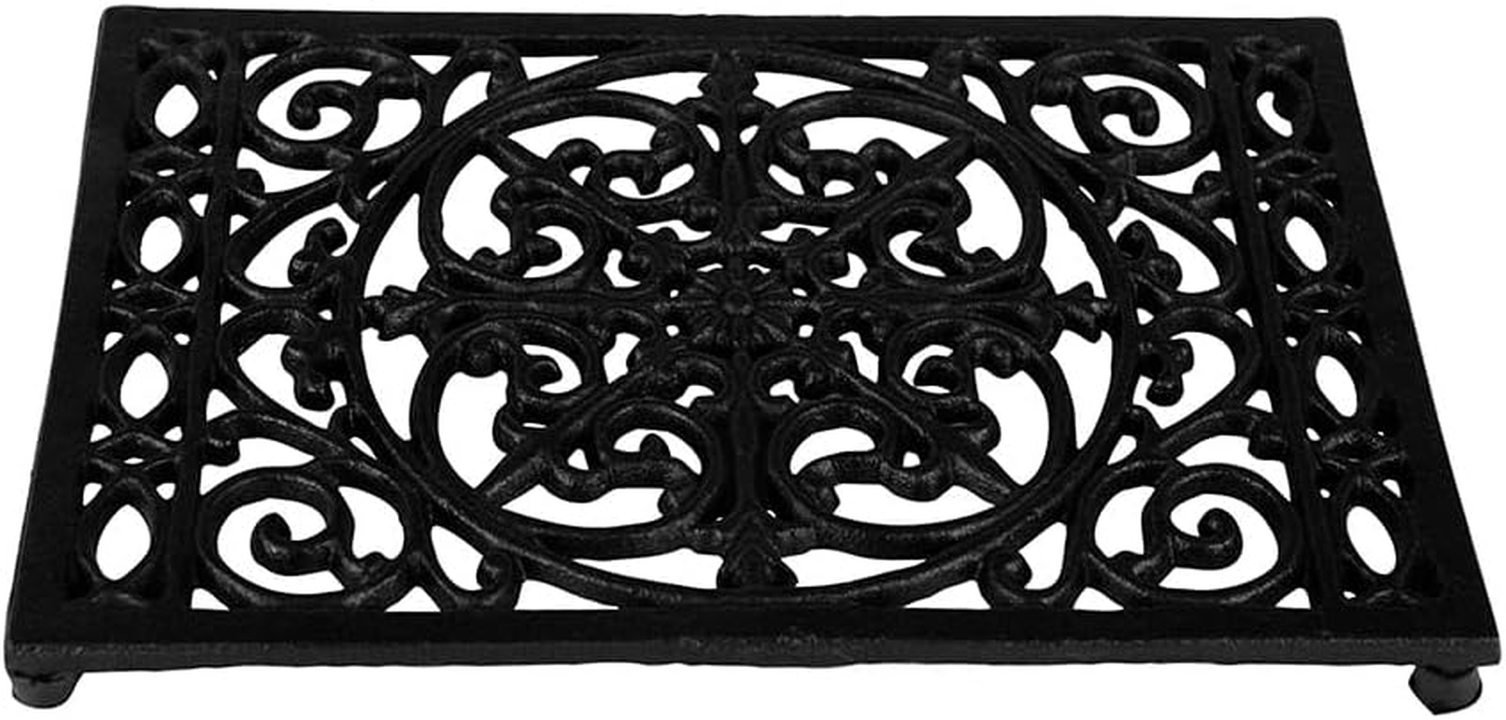 Dulton Trivet, Antique Black Iron Rectangular Trivet, 0.7 X 9.8 X 6.7 Inches image number 2