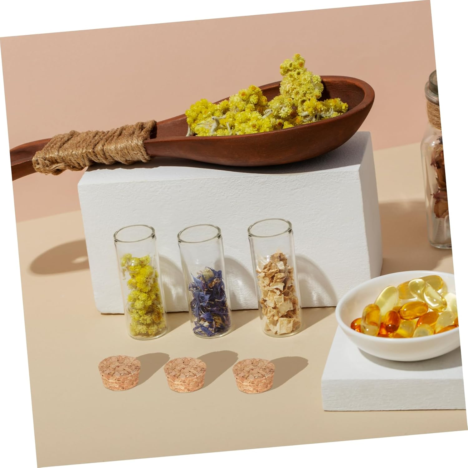 Mobestech Glass Test Tubes Borosilicate 10Pcs 3X8Cm Corked Bottles Reusable Containers for Dried Flower Storage and Artwork image number 2
