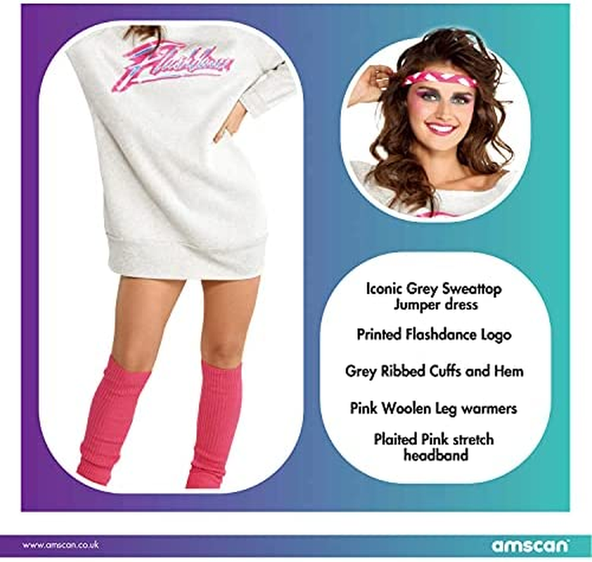 Amscan Flashdance Women'S Costume, 12-14,Grey/Pink image number 2