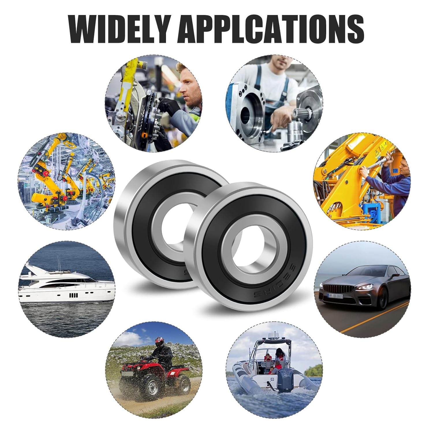 20Pcs Deep Groove Ball Bearing Set 6201-2RS 6202-2RS Bearing Steel Double Rubber Seal Bearing Low Noise Bearings Kit 12&times;32&times;10Mm 15&times;35&times;11Mm for Household Appliances Gears(6202-2Rs,Silver Black) image number 1