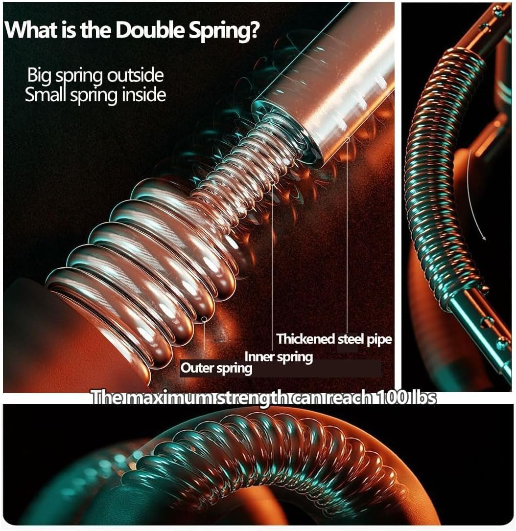 Twister Arm Trainer, Adjustable Spring Fitness Bar, Chest Exercise Equipment, Forearm Triceps Chest Enhancement Exerciser, Portable Home Fitness Equipment (U60-100 Lbs Set) image number 6