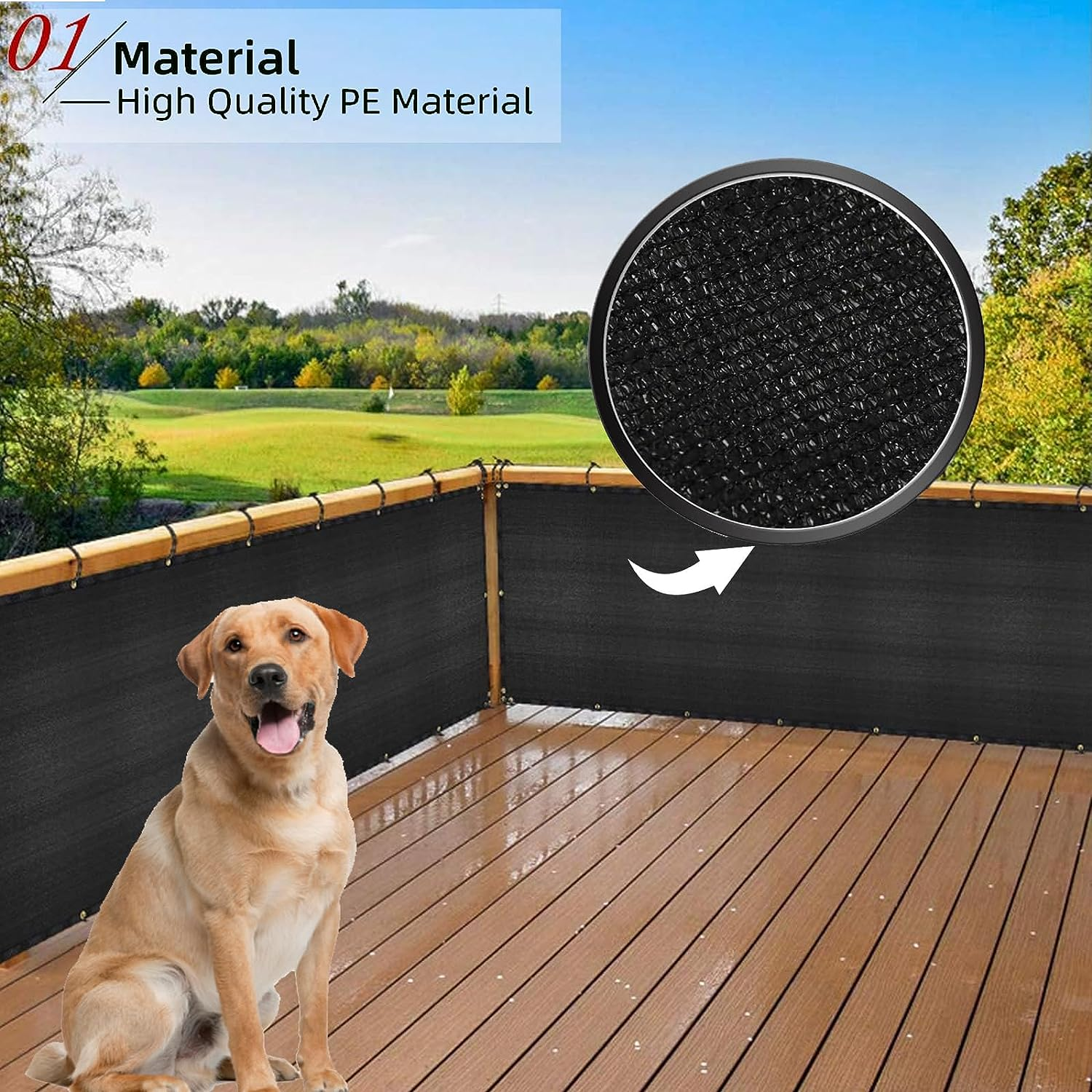 Balcony Privacy Screen Fence Cover 3 X 16.4Ft Fence Mesh Windscreen Cover Mesh Fence Privacy Screen UV Protection Balcony Shield Cover for Deck Patio Backyard Pool Porch SH0005 (Dark Grey) image number 4