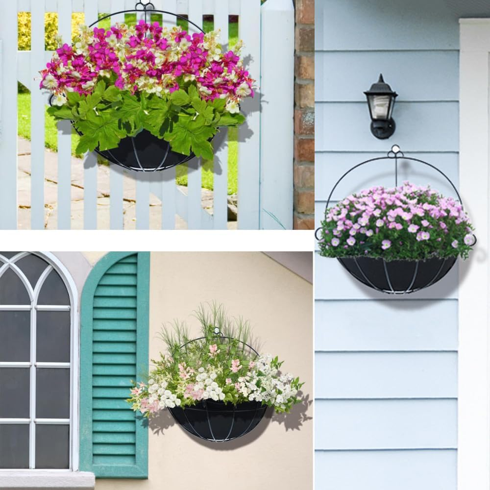 Naisfei 3 Pcs 16 Inch Half round Planter Liner Felt Wall Hanging Basket Flower Pot Liner, Fiber Replacement Liners Plant Basket Accessories for Wall Mounted Planter Garden Fence Flower Window Basket image number 2