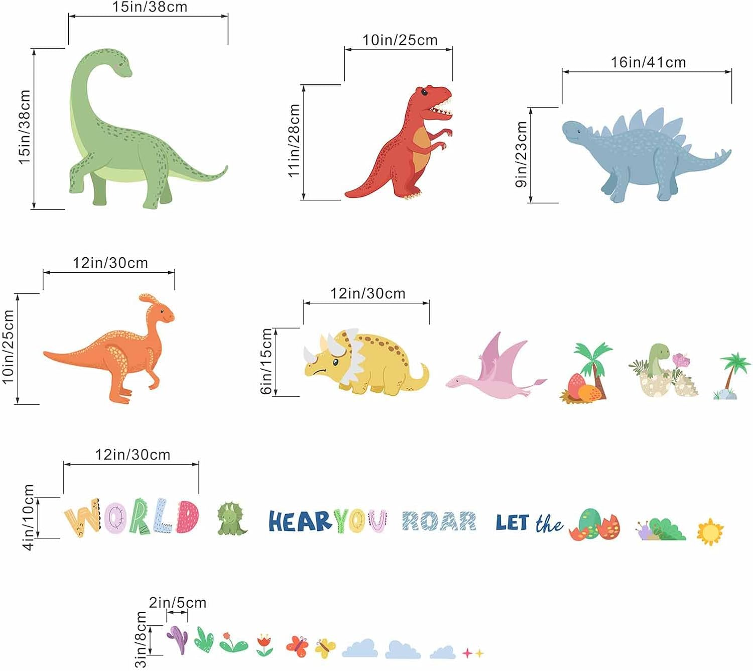 Dinosaur Wall Stickers for Boys Kids: Peel and Stick Dino Wall Decals for Boy Room Baby Nursery - Ages 1-12 Years Vinyl Decor image number 5