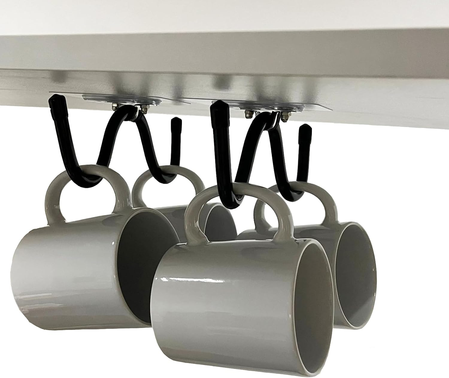 Pmsanzay Mug Cup Holder under Cabinet Organizer - 2 Pack Self-Adhesive Cup Hooks Coffee Mug Holder,Mug Cup Storage Hanger,Coffee Bar Accessories for Kitchen, Pantry, Cabinet - No Drilling image number 6