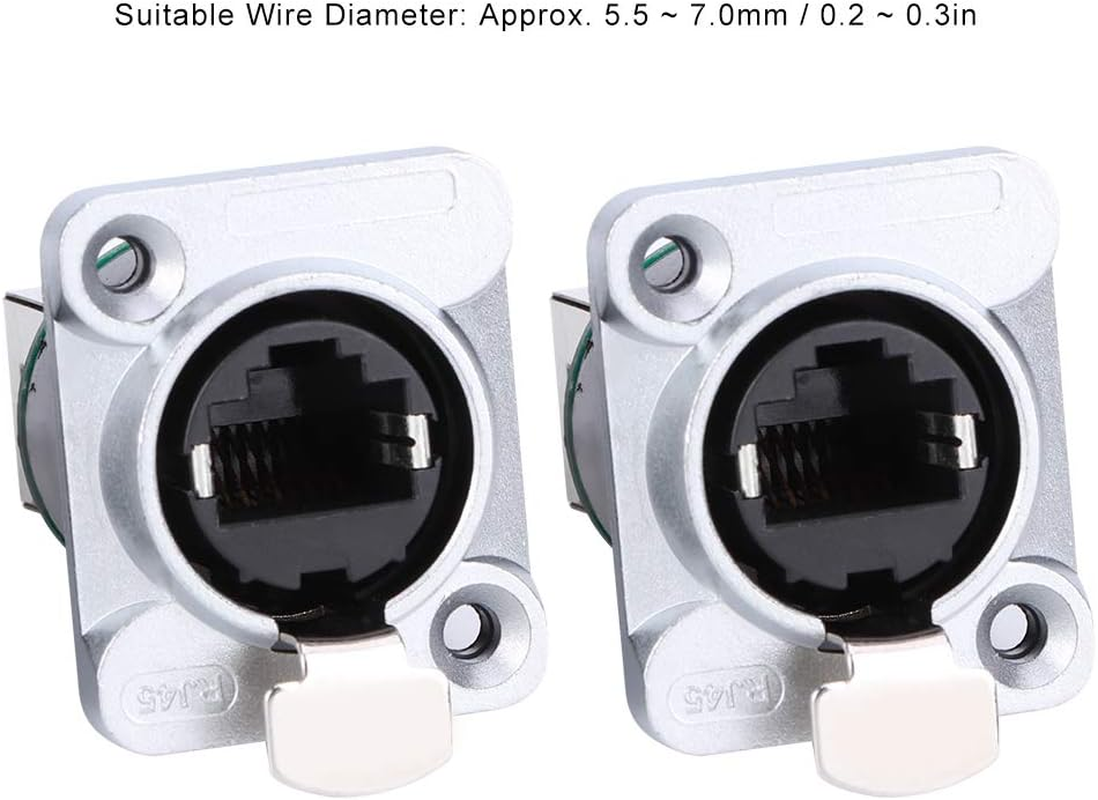 2Pcs RJ45 Metal Ethernet Connector,8 Cores IP67 Waterproof Dual Port Socket,Rj45 Right Angle Connector Fire Retardant Insulator Material YTRJ45 Aviation Plug,Network Cable Wire Connect with Cap image number 4