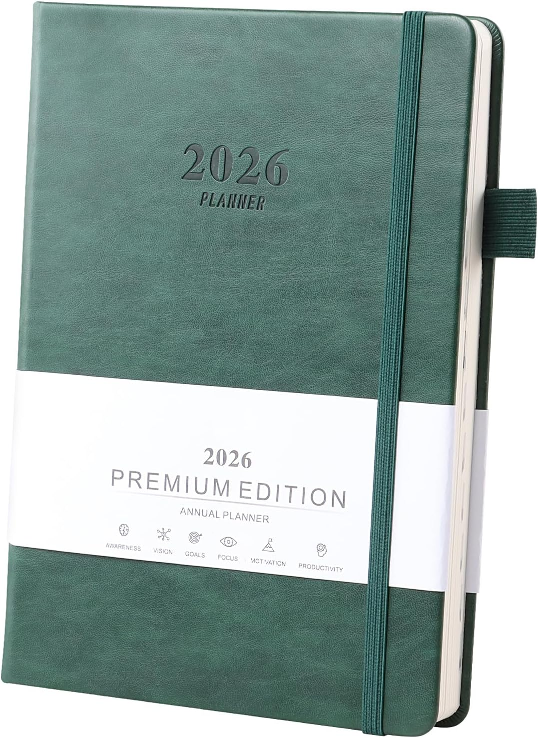 Ztowoto 2026 Academic Diary Page a Day A5, 5.7X8.5" Hardcover Daily Planner 2026 with Pen Holder,Elastic Bond,2026 Teacher Planner Week to View for School,Office and Home(Black)