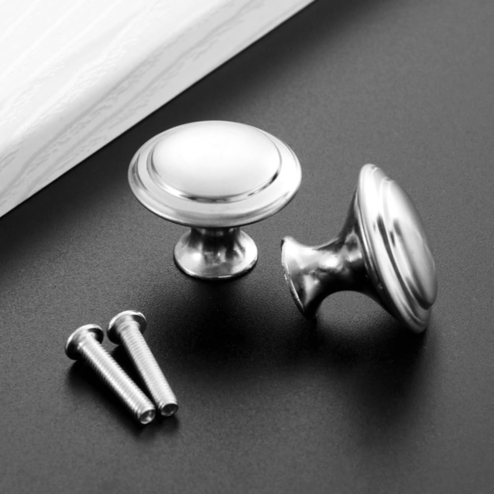 IONPSHG Cabinet Door Knobs, Stainless Steel Brushed Pull Handle,20Pcs round Mushroom Shape 30Mm with Screws for Kitchen Bathroom Bedroom, Silver Door Hardware image number 3