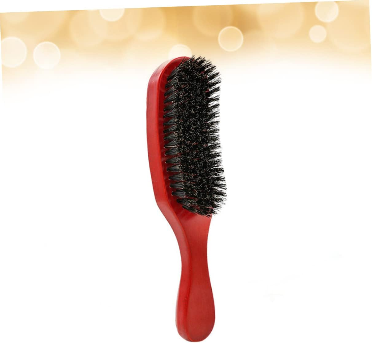 KALLORY Natural Bristles Hair Brush Beech Wood Comb for Women Ergonomic Wood Handle Large Curved Anti-Static Detangling Comb Massage Hair Care and Styling Tool