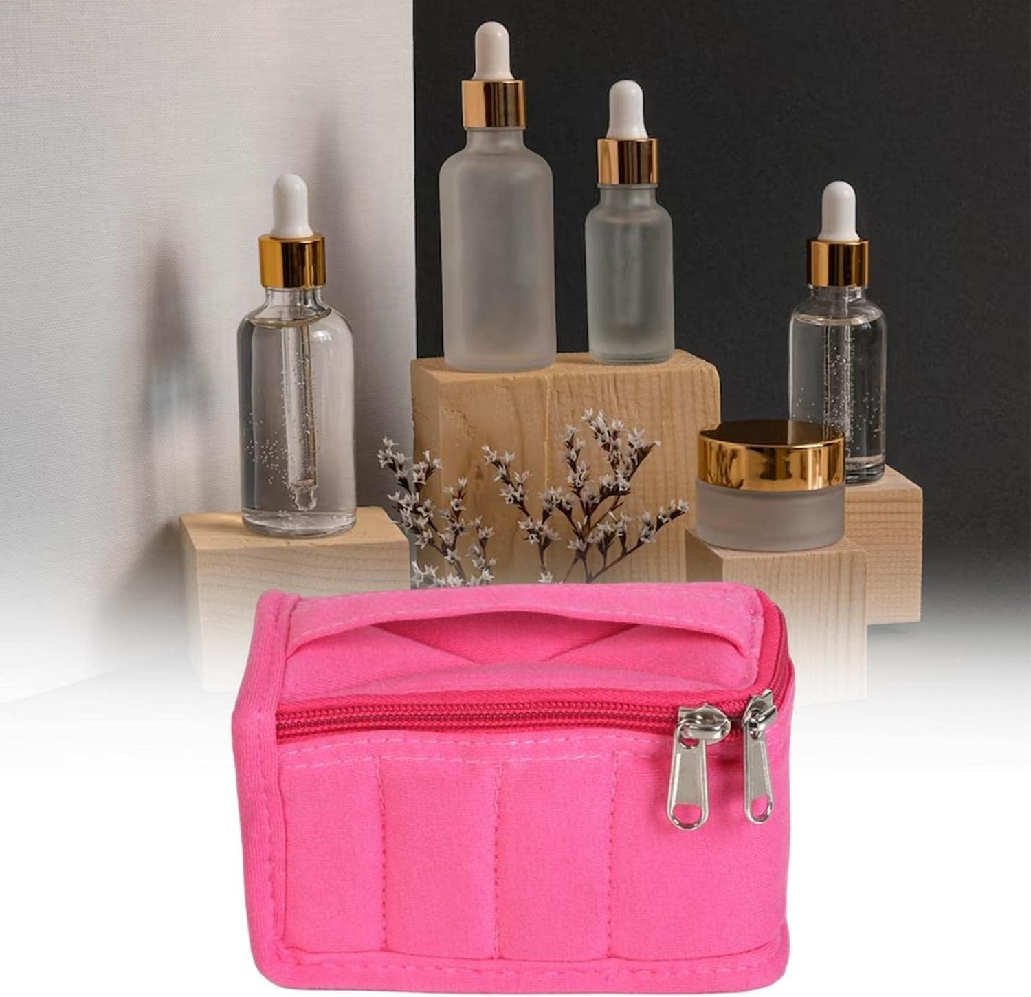 Portable Toiletry Bag Makeup Bag Unique Gift Storage Pouch Multifunction Cosmetic Organizer for Business Trips (Purple), Pink, One Size - Black image number 3