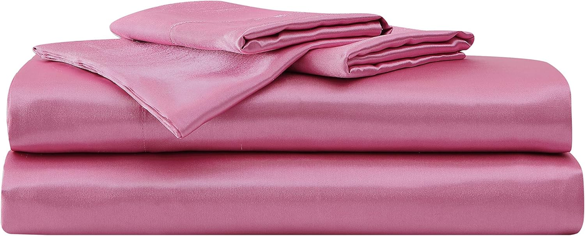 Betsey Johnson - Queen Bed Sheets, Satin Bedding Set with Matching Shams, Smooth & Silky, Chic Room Essentials (Pink, Queen)