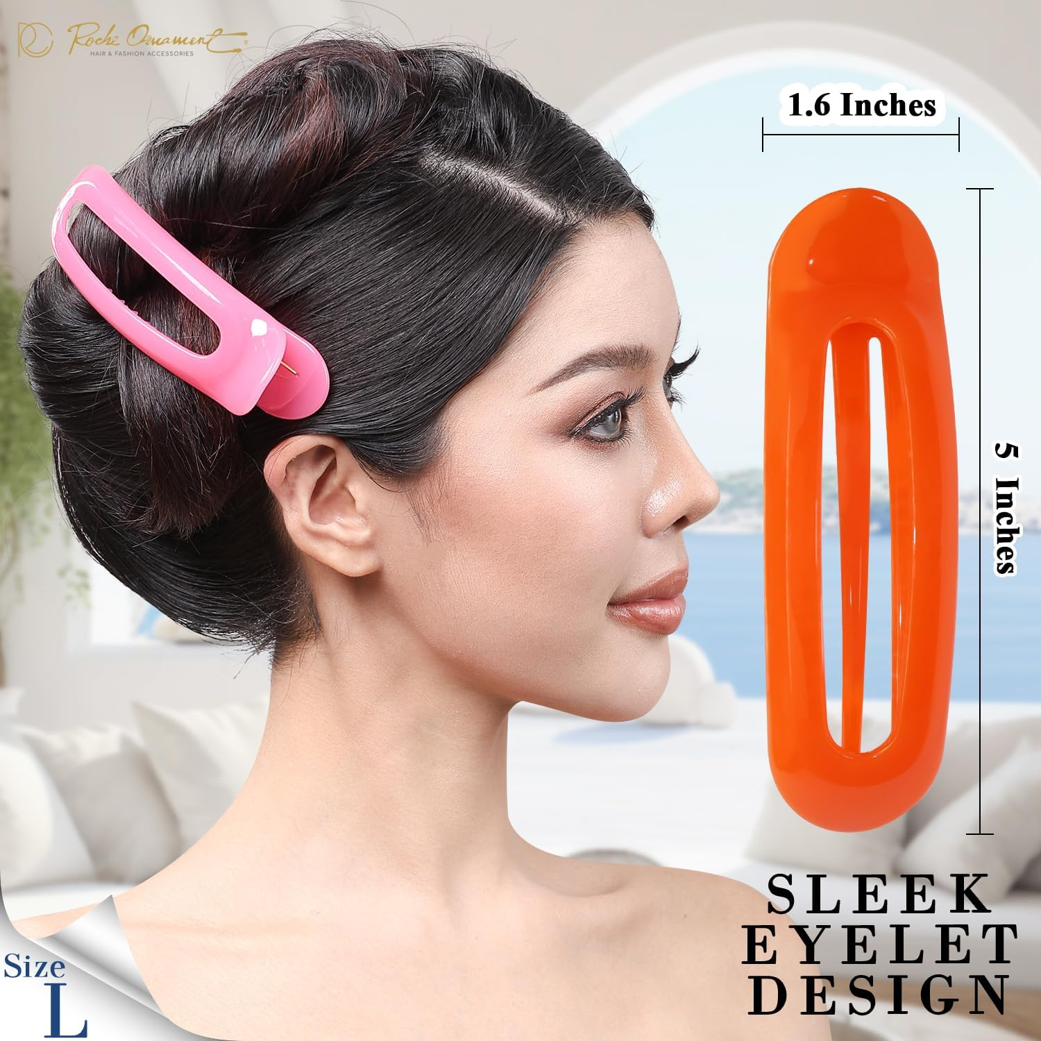 RC ROCHE 6 Pcs Flat Claw Hair Clips for Women Alligator French Barrette Long Thick Hair Duckbill Curved No Slip Grip Lay Flat Side Slide Firm Classic Styling, Large Jelly Candy Multicolor image number 4