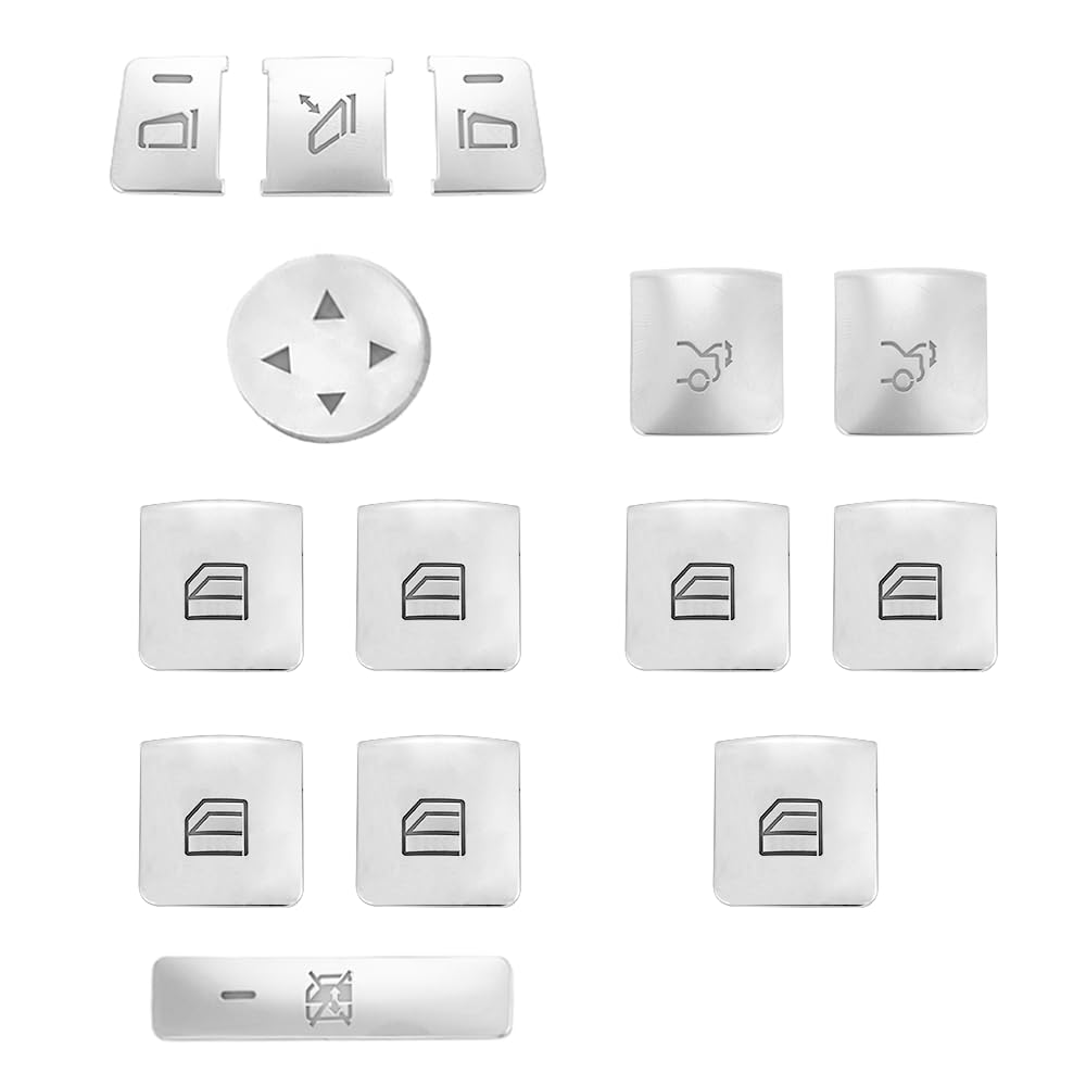 14 Pcs Window Glass Lift Button Trim Cover Interior Door Power Window Switch Button Cover Fit for Mercedes Benz a (W176) / B(W246) / C(W204) / E(W212) / GL/ML/CLA/GLA/GLE/GLK Class (Black)