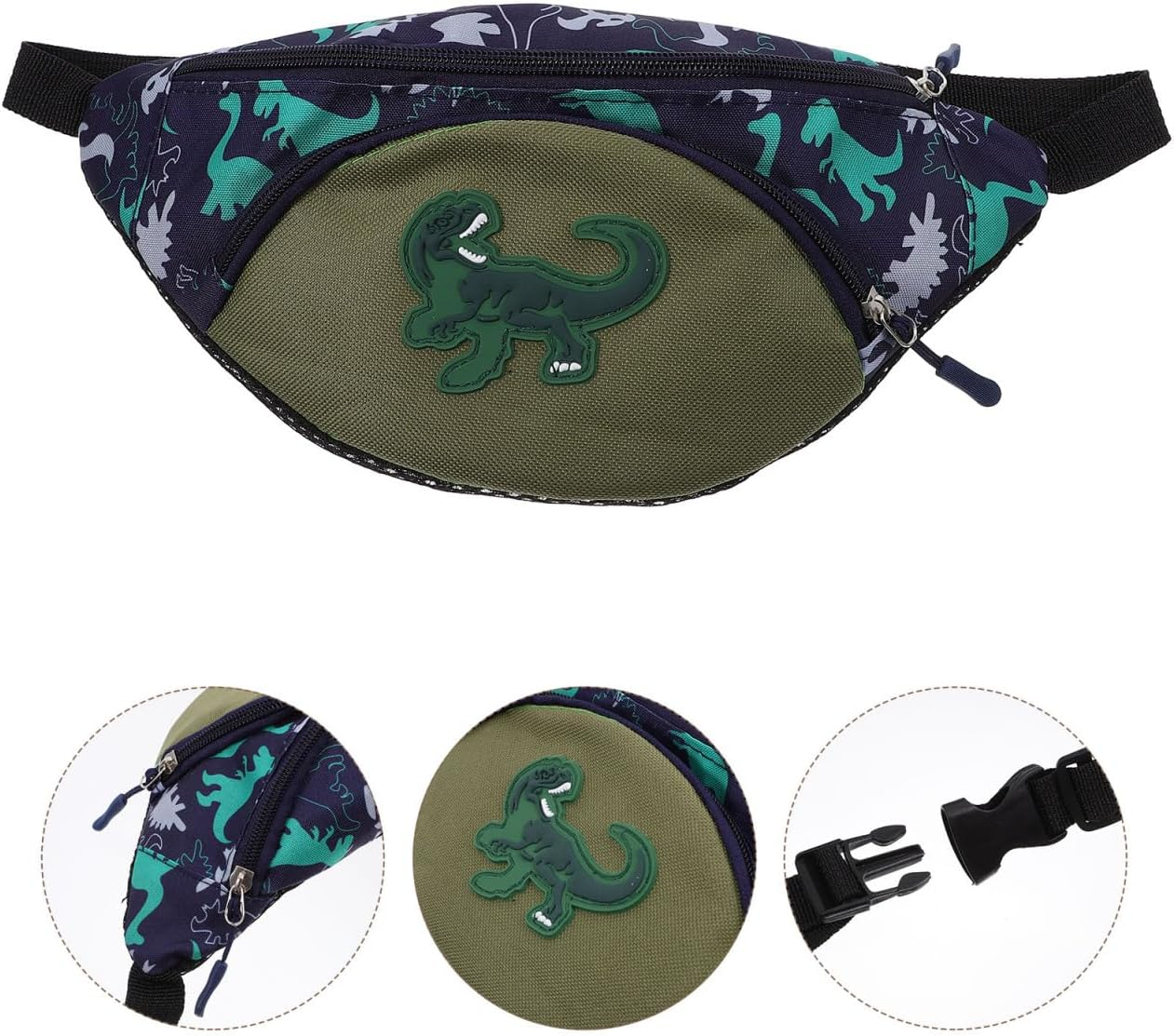 Kichvoe Dinosaur Waist Pack for Kids Adjustable Crossbody Chest Pouch Lightweight Portable Shoulder Bag for Children Outdoor Activities Travel and School Green image number 1