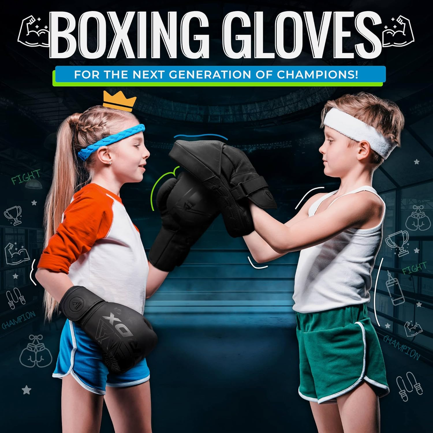 RDX Kids Boxing Gloves Sparring and Muay Thai Maya Hide Leather, Kara Patent Pending Junior Training Mitt for Kickboxing, Punch Bag, Focus Pads, MMA, Thai Pad, Double End Ball Punching Fight Gloves image number 3