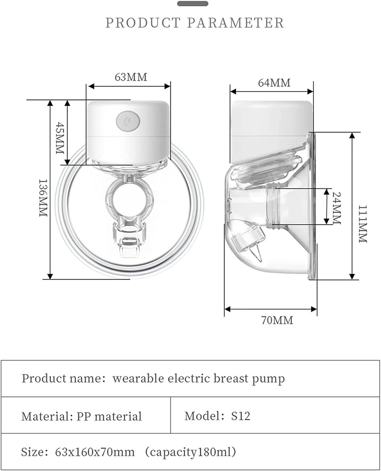 AUTENS Wearable Electric Breast Pumps, Portable Hands Free Breastfeeding Pump, Silent & Painless, 2 Modes & 9 Levels, 24Mm Flange, Can Be Worn In-Bra, LCD Display and Memory Function Rechargeable Pump. image number 5
