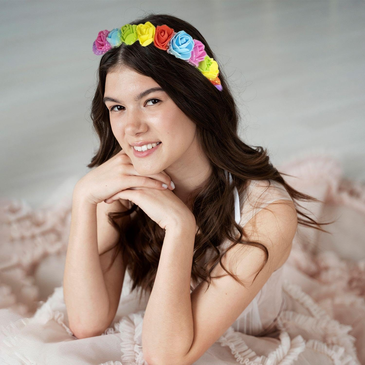 Pack of 2 Rainbow Flower Headbands, Flower Headbands for Women, Holiday Headbands, Pride Party Accessories, Rainbow Flower Headbands