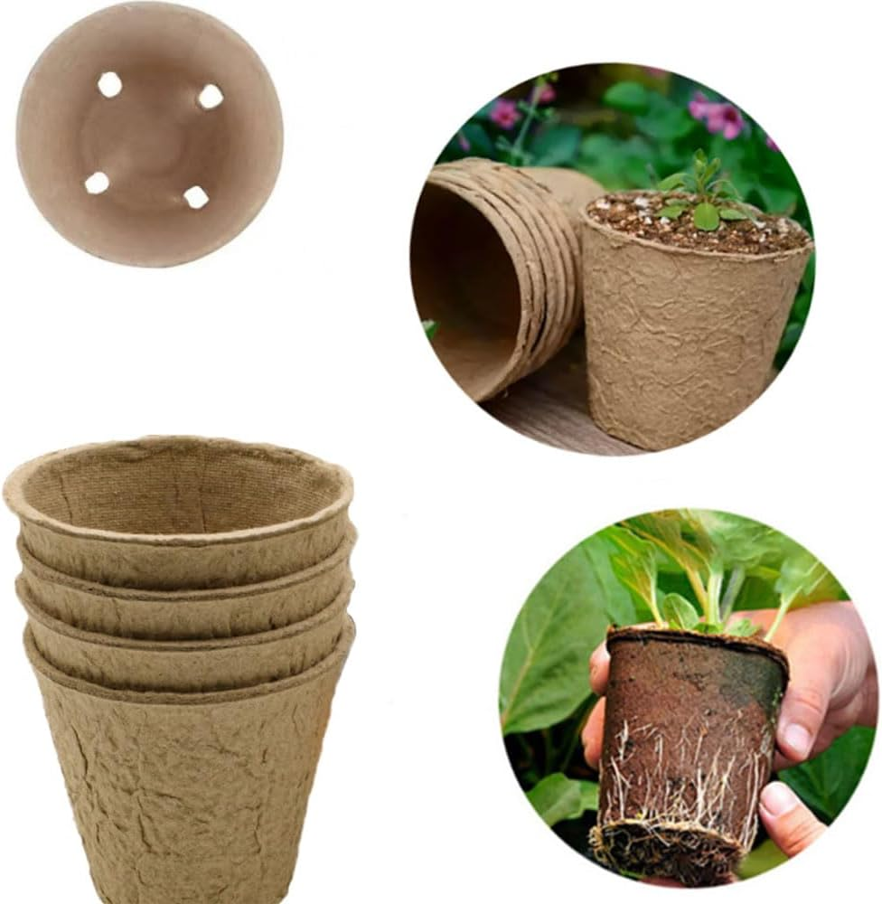80 Pack Biodegradable Paper Pulp Seedling Pots Small Nursery Cups,Biodegradable Seed Starter Pots,Cells Paper Pulp Germination Trays Kit image number 4