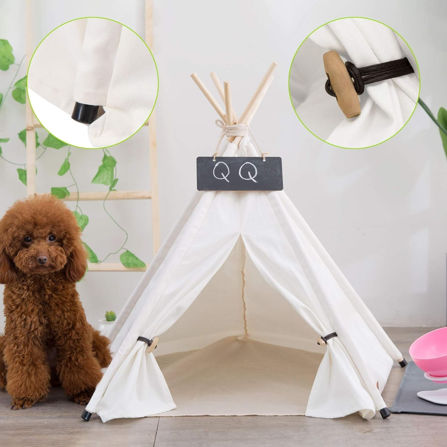 Pet Teepee Dog & Puppy Cat Bed Tents Tipi Portable Houses with Thick Cushion (L:Size Fits 15Kg/33Lbs (Pets)) image number 3