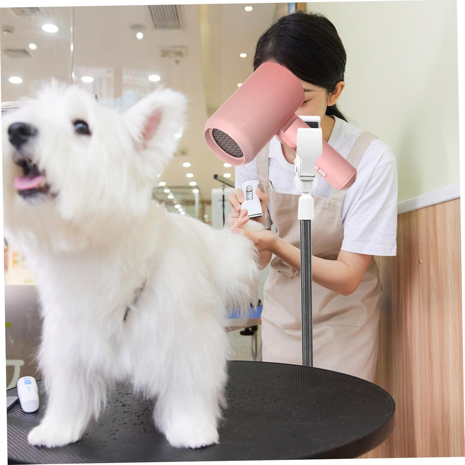 BIUDECO Adjustable Height Pet Hair Dryer Holder Stand Hands Grooming Arm Clamp for Dogs and Cats Convenient Detachable Floor Mount for All Pets image number 4