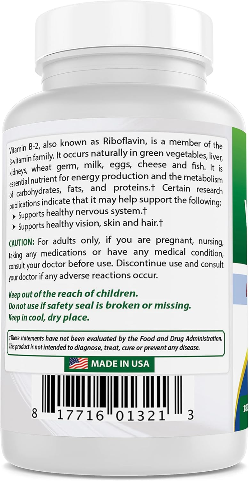 Best Naturals Vitamin B2 Riboflavin 100 Mg 180 Tablets (180 Count (Pack of 2)) image number 3