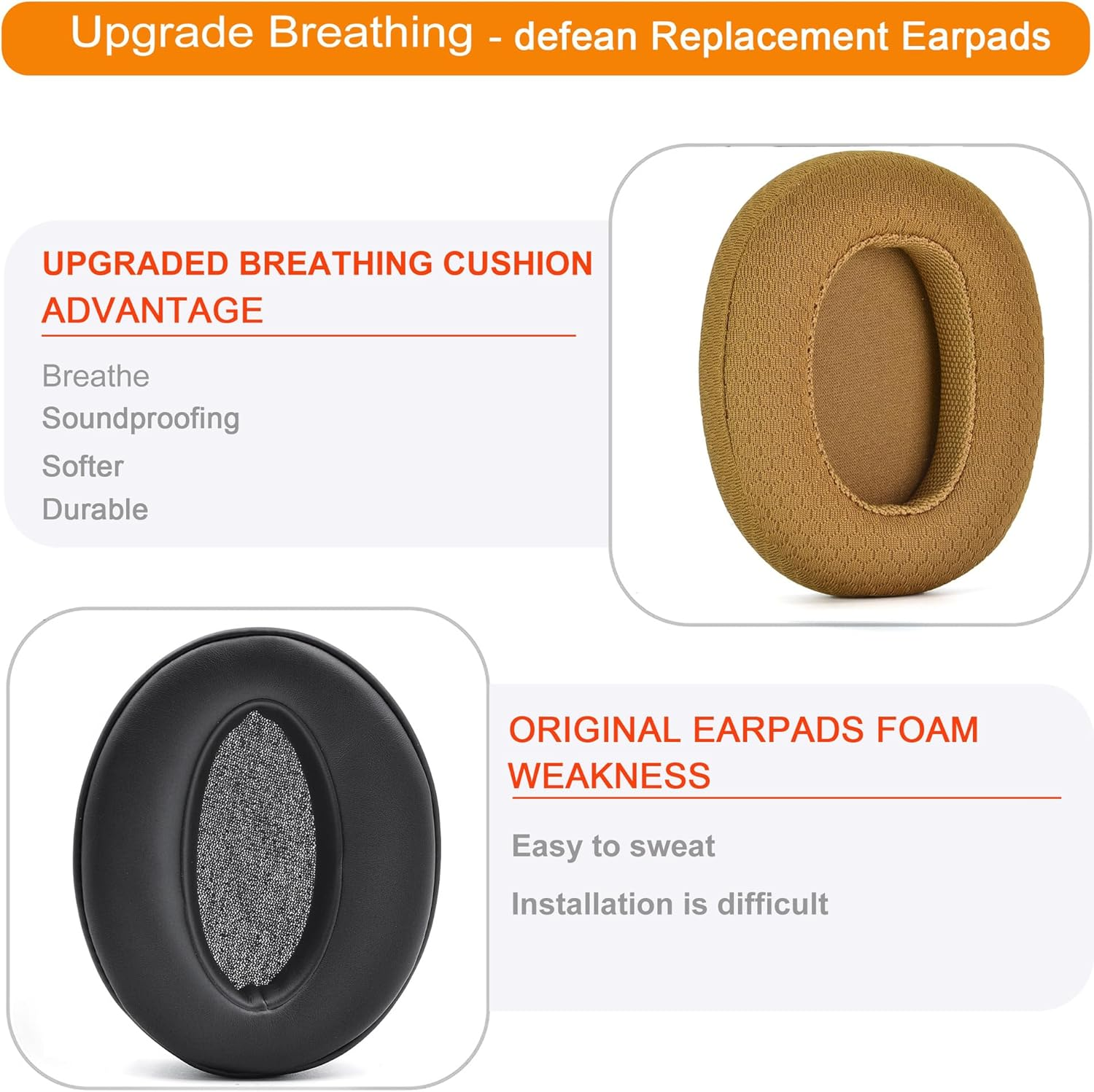 Minhutya   4.50 4.40 Earpads, Replacement Ear Pads Cushion for House of   4.50 Headphone Cover.   4.40 Pads (Brown) image number 4