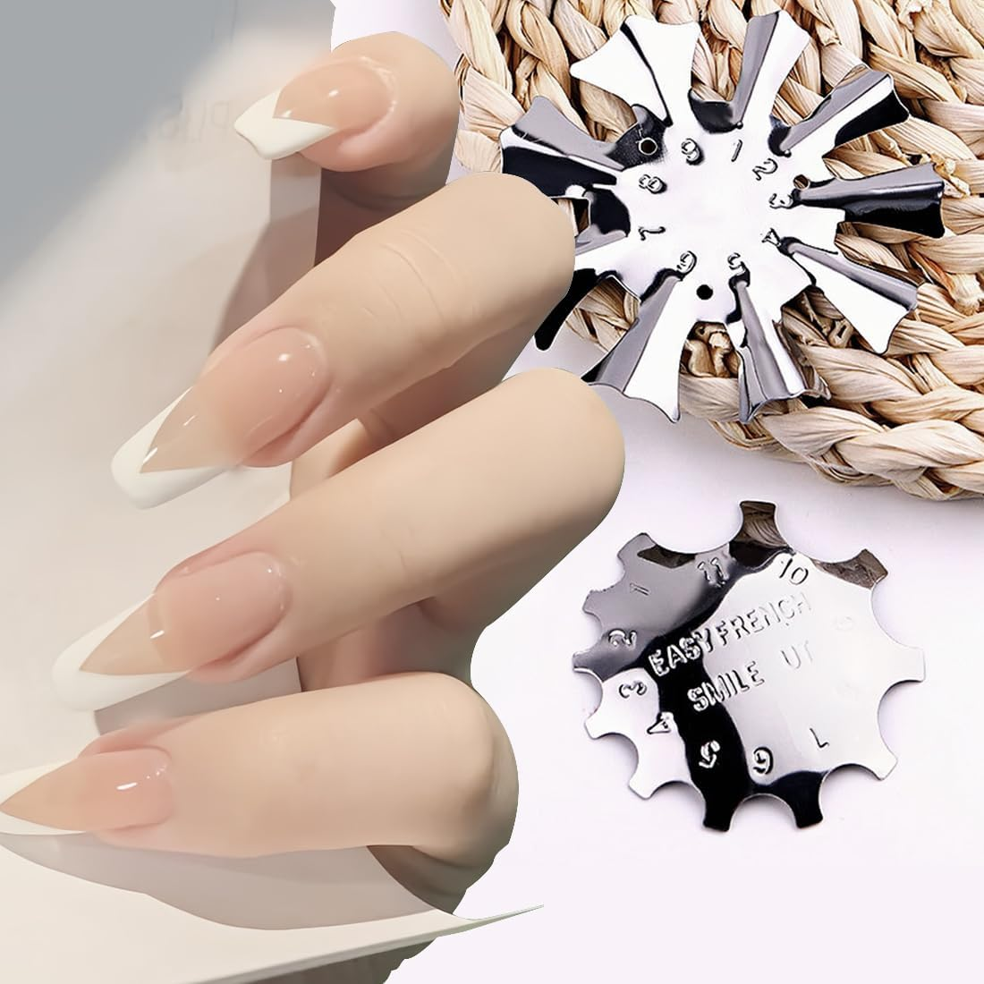 5 Pieces Stainless Steel Edge Trimmer Smile Line Manicure Tool Set, Nails Stencil Nail Edge Trimmer, Edge Cutter Metal Stencil Cutter for Acrylic Modelling Smile Cut image number 2