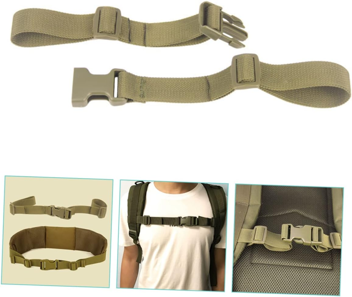 Parliky 2Pcs Adjustable Backpack Straps Backpack Sternum Strap Bag Chest Strap Sternum Strap Buckle Backpack Chest Belt Backpack Connect Straps Outdoor Travel Stretch Strap Nylon - Army Green image number 5
