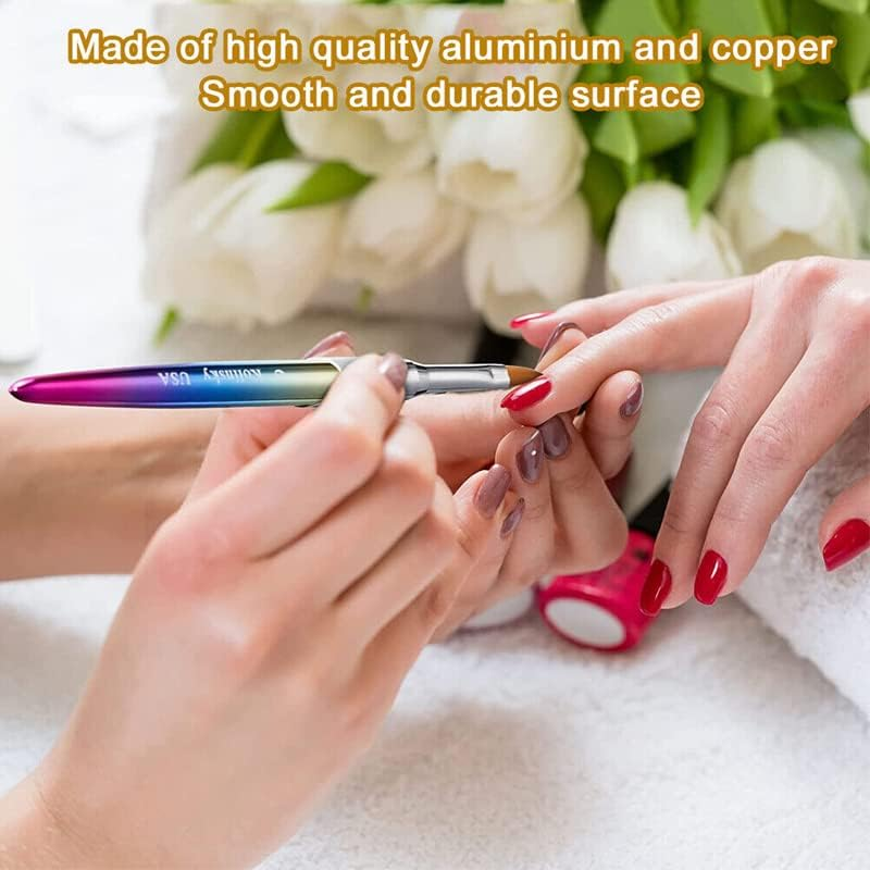 Kolinsky Acrylic Nail Art Brush Manicure Powder Professional Tools Size #2-18 Gradient Metal Handle Ideal for Nail Artists & Salons image number 5